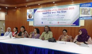 A Discussion session participated by Ms. Nasrin Jahan, Executive Director, DCF; Mr. Hafizur Rahman Bullet, Vice Chair, DCF; Ms. Fahmida Zaman, Teacher, Babul Academy; Ms. Reba Rani Sarker, Teacher, Khilgaon Govt. Colony High School; and Ms. Fatema Akter Lucky, Head Teacher, Khilgaon Govt. Colony Govt. Primary School.